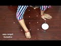 Beautiful Flower kolam rangoli with Diya🌸Simple Deepam muggulu🌸easy Diya rangoli by Suneetha