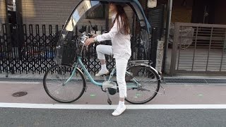 自転車に日よけ、雨除け、UVカット、虫よけの屋根グッズ用品