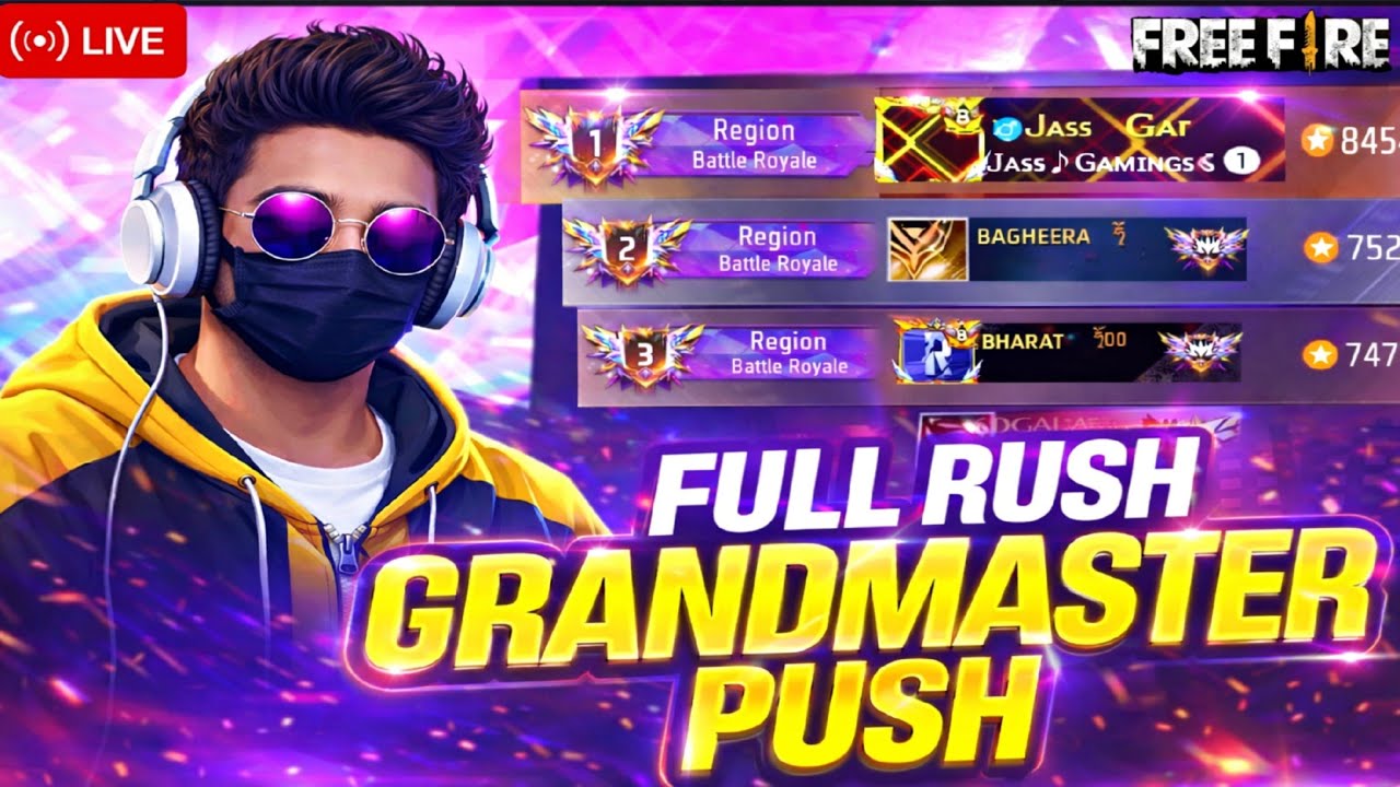 LIVE BR RANK PUSH | 24 HOURS GOLD TO GRANDMASTER 🫡 FF LIVE - YouTube