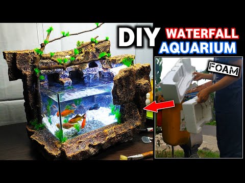 Make a Beautiful Waterfall Aquarium Very Easy With Styrofoam Waste - AQUARIUM LANDSCAPE