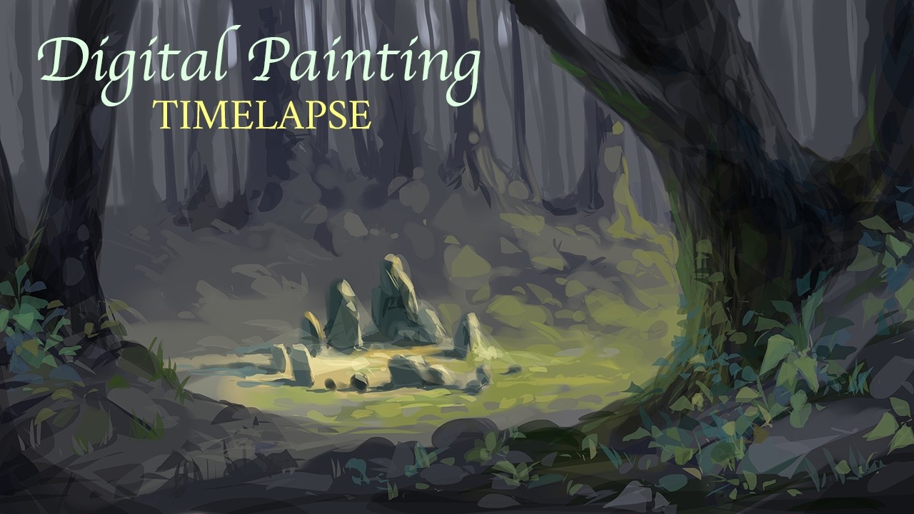 Цифровий живопис в Krita - Галявина - Таймлапс відео