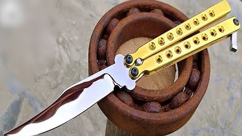 Turning a Rusty Bearing into a Beautiful but Extremely Sharp BUTTERFLY KNIFE
