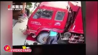 انفجار تایر کامیون باعث مرگ مکانیک شد!