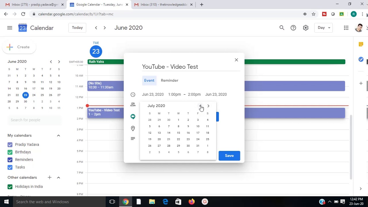 How to Schedule a meeting using Google Calendar in Google Meet YouTube