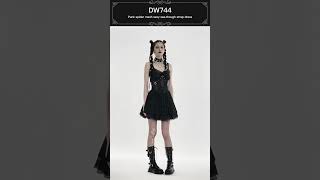 Dark in Love Punk Gothic Spider Mesh Black Dress - DW744