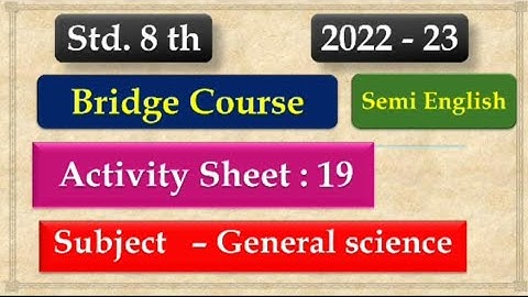 8th Class Science Bridge Course Activity 19 Semi English | Setu abhyaskram 8th class science day 19