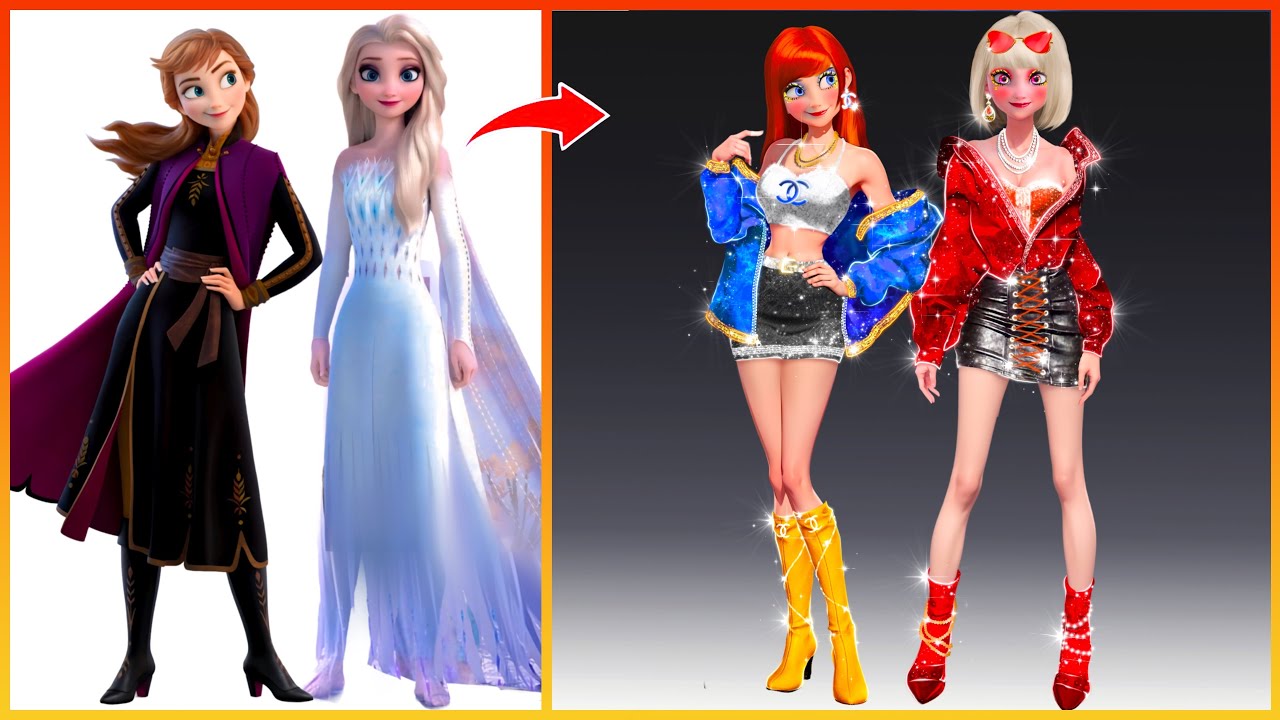 Elsa Anna Frozen GLOW UP Into Bad Girl - Disney Princesses Transformation