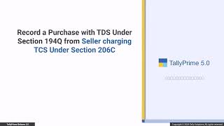 How To Exempt Tds Under Section 194Q In Tallyprime?