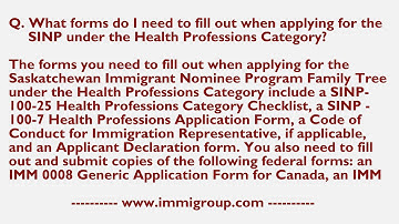 What forms do I need to fill out when applying for SINP under Health Professions Category?