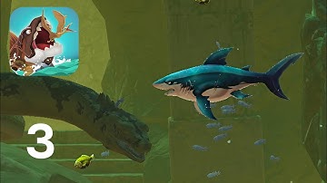 Hungry Shark primal gameplay walkthrough part 3 new world in level 2 ( iOS Android )