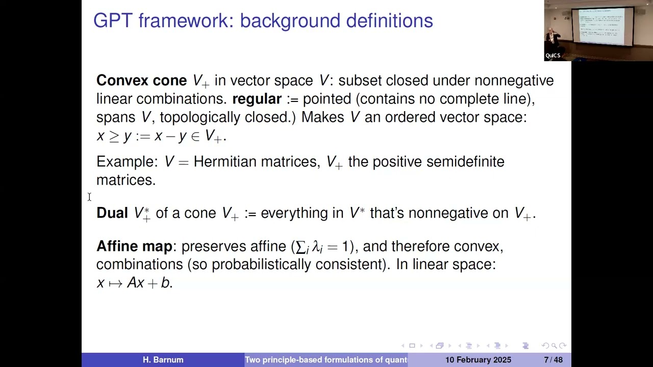 Howard Barnum: Two principle-based formulations of quantum theory