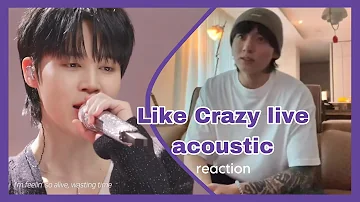 Jungkook Reacting and Singing to Like Crazy live version on Leemujin Service