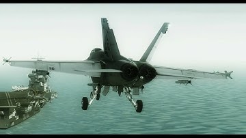 FS2004 Aircraft Carrier Land Test / VRS F/A-18 SH HD 3D Video