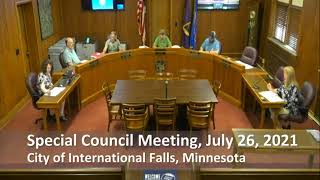 Special City Council Meeting for July 26, 2021