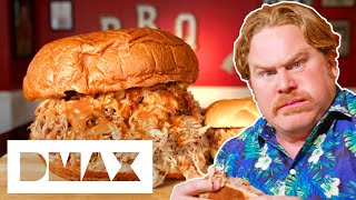 Casey Takes On The PIGZILLA 4 Pound Pork Sandwich Challenge | Man V Food