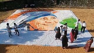Largest Continuous Mosaic Portrait of Mother Teresa Created by a Group | #teresa #worldrecord #jbwr