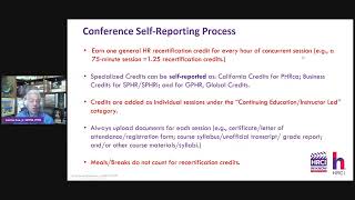 Conferences: Self-reporting Recertification Credits