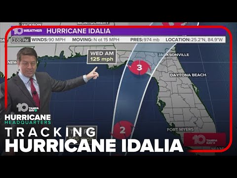 Tracking the Tropics: Rainbands from Hurricane Idalia, now a 90-mph storm (4 p.m. Tuesday)