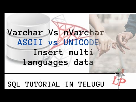 18.Varchar Vs nVarchar  || ascii vs unicode || insert multi languages data ||SQL IN TELUGU