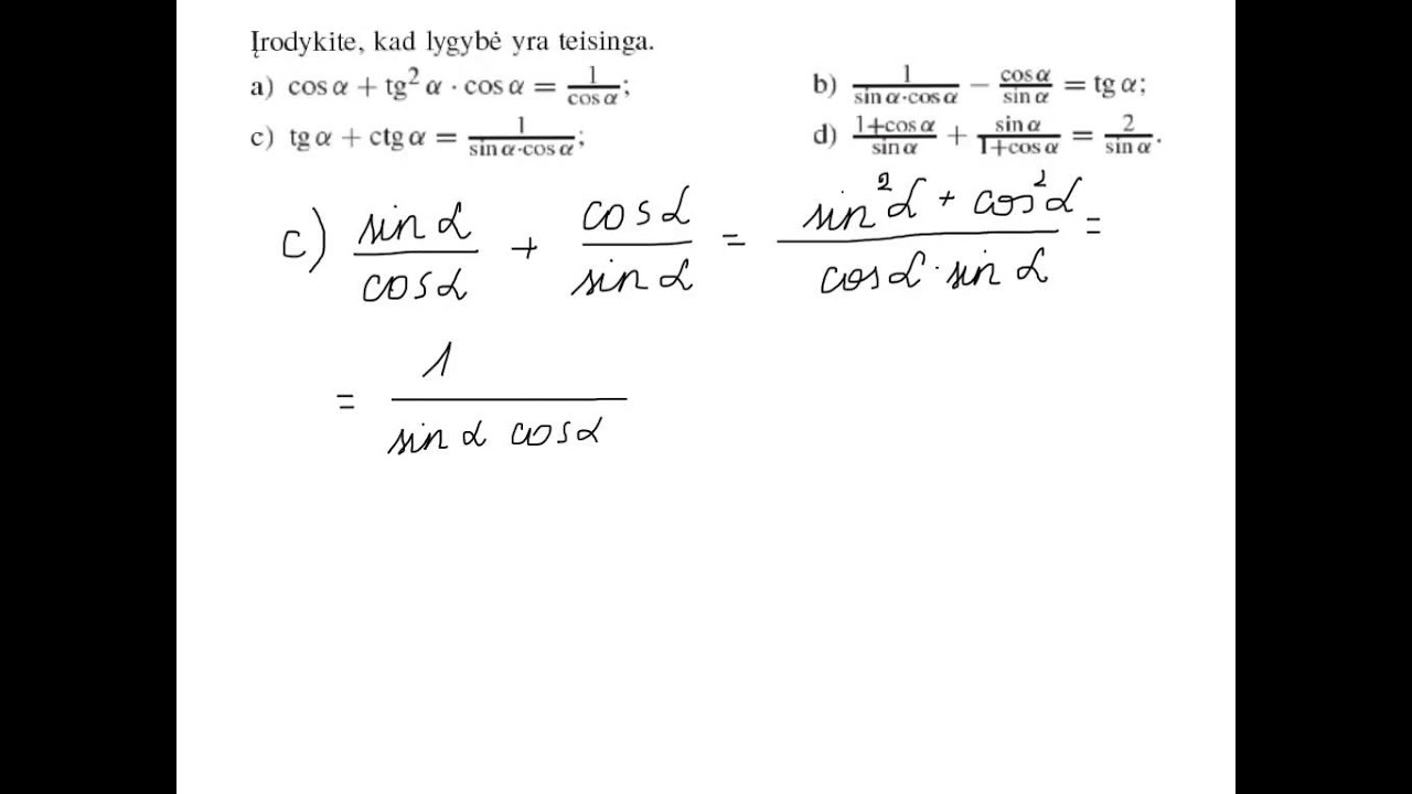 To paties kampo sinusas, kosinusas, tangentas, kotangentas