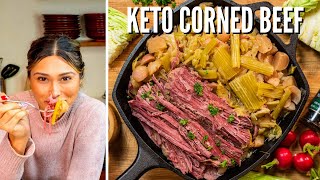 BEST CORNED BEEF WITH CABBAGE! How to make KETO Corned Beef with Cabbage and Fauxtatoes