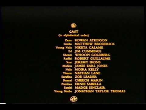 The Lion King (1994) End Credits (DVS) YouTube The Lion King (1994) End Credits (DVS) YouTube