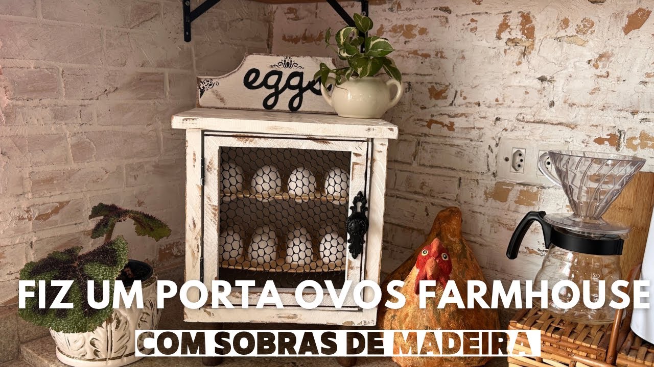 Fiz um Porta Ovos Farmhouse com sobras de madeira 