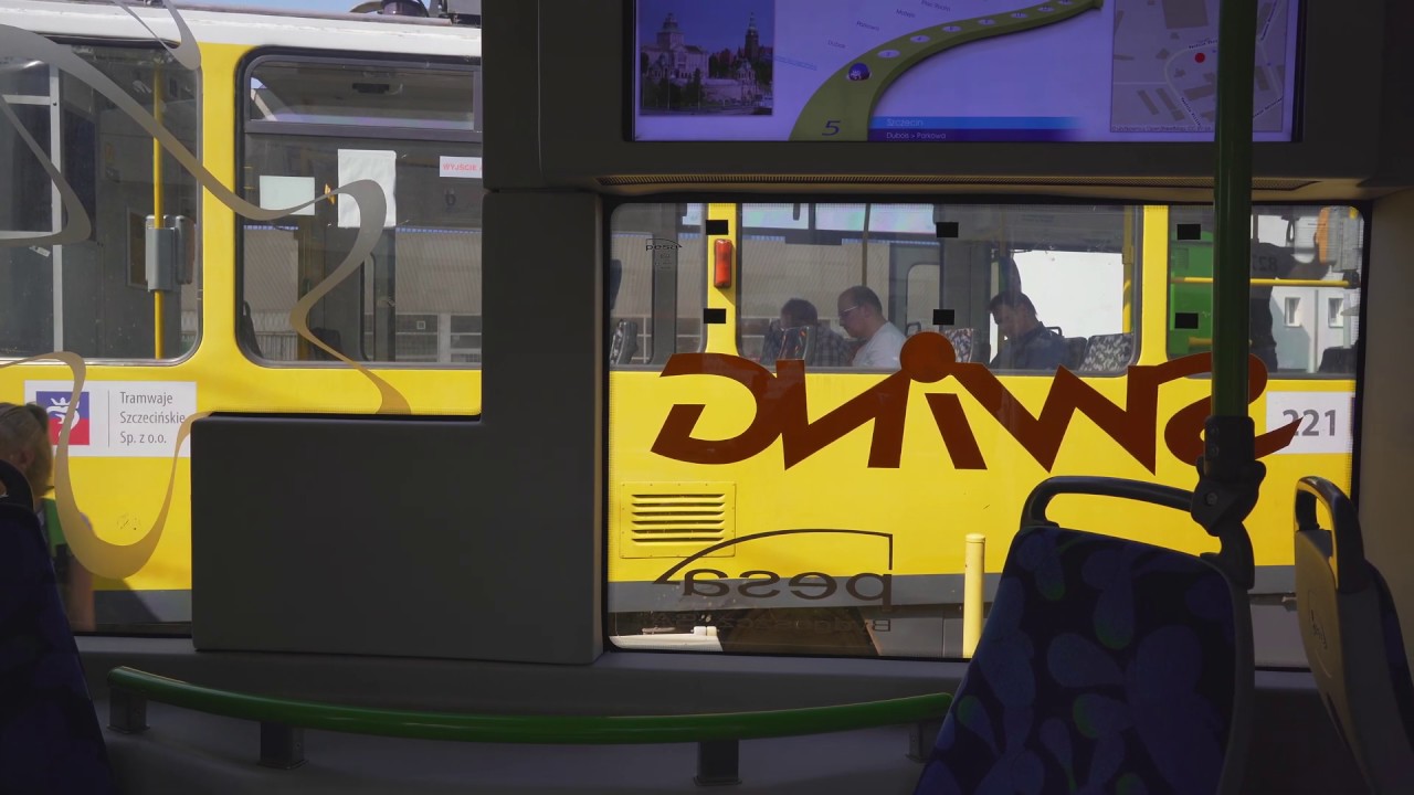 Poland, Szczecin, tram 5 ride from Stocznia Szczecińska to Plac Rodła