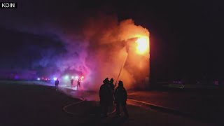 Overnight fire rips through structure near Reynolds High School