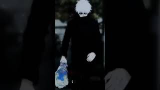 Everyone is using an umbrella for the rain. Meanwhile GOJO: