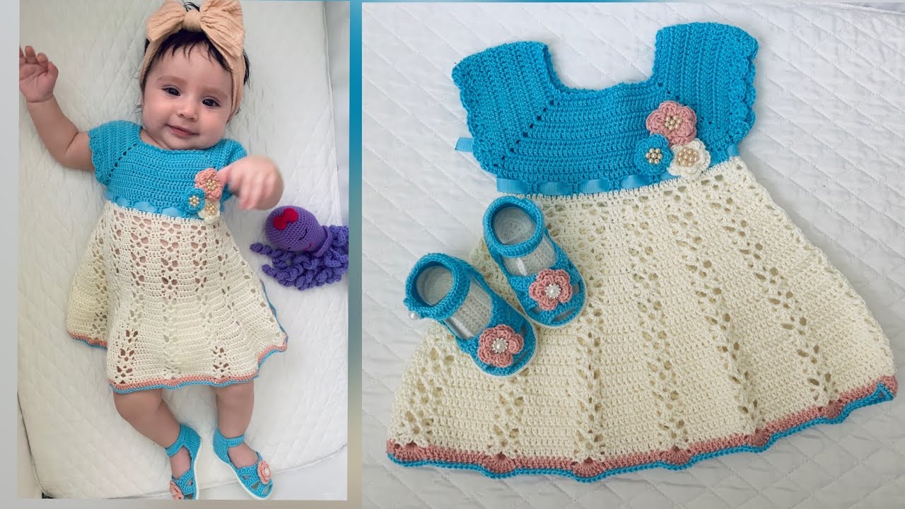 Vestido para a crochet / 3 a 6 meses y mas tallas / bebe - YouTube