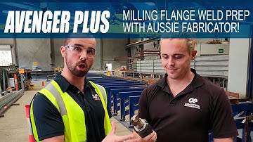 Milling weld prep on beam flanges with Avenger PLUS CNC multifunction machine at Coasteel Australia