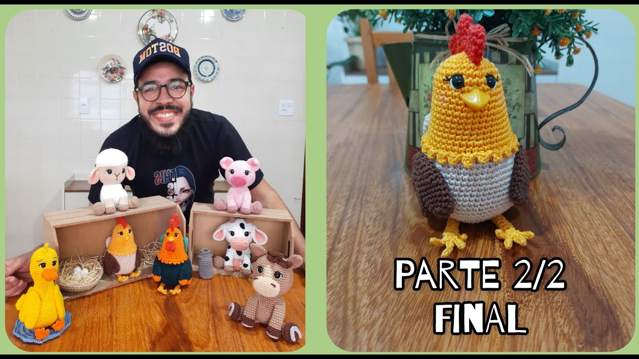 Galinha Amigurumi Passo a Passo - Coleção Fazendinha do Ti (Parte 2/2 Final) #tiagoamigurumi