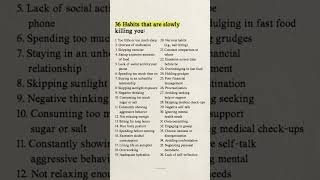36 Habits that are slowly killing you:-#tricks#quotes #selfimprovement#lifelessons#motivation#shorts