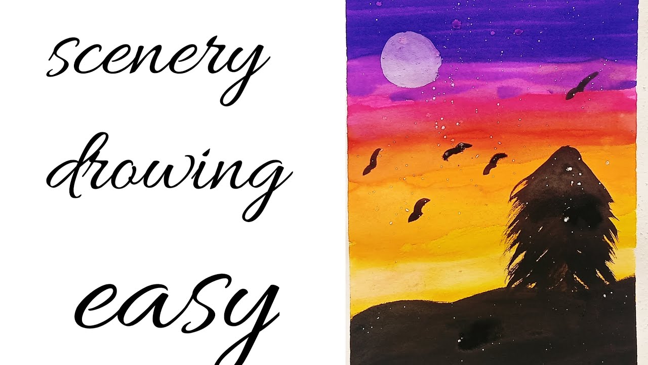 Easy scenery drowing🥰 ️||drow scenery#video#viral - YouTube