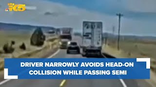 Oregon driver barely scrapes by in ill-conceived semi-truck pass attempt Resimi