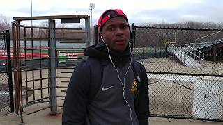 #NHtrack Brush's Quentin Woodall discusses his 110 hurdles win at the Mentor Cardinal Relays