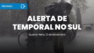 Frente Fria Avança com Chuva Forte e Raios,  Rajadas de 70km/h e Alerta no Sul | Previsão 12/11/2025