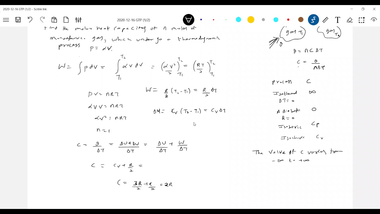 Numericals on general thermodynamic process