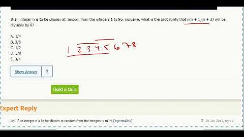 4GM166- Probability 19- If an integer n is to be chosen at random from the integers 1 to 96, inc...