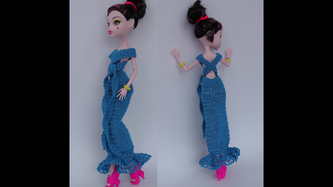 Как сделать платье для куклы Монстр Хай. Длинное платье для куклы.Evening dress for Monster High
