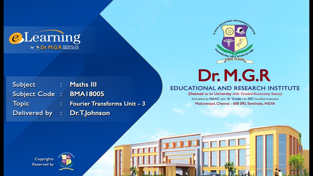 Fourier Transforms - Unit - 3 : Maths III (Part-2) | Dr.MGRERI