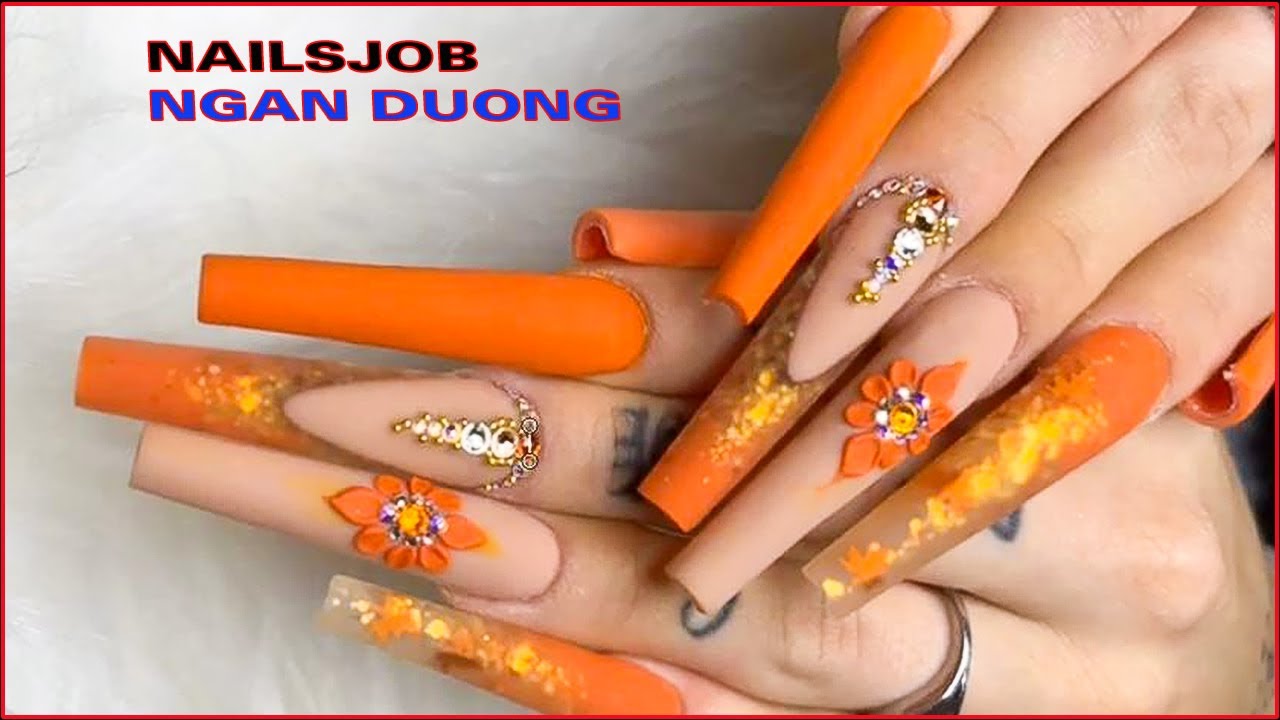 NAILSJOB THE BEST LONG NAIL COFFIN SHAPE SUMMER DESIGN NAIL ART