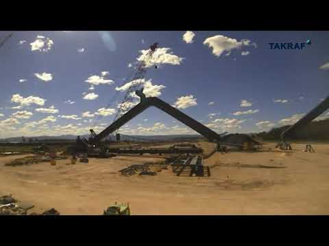 Time lapse construction video of two TAKRAF portal scraper reclaimers in Australia
