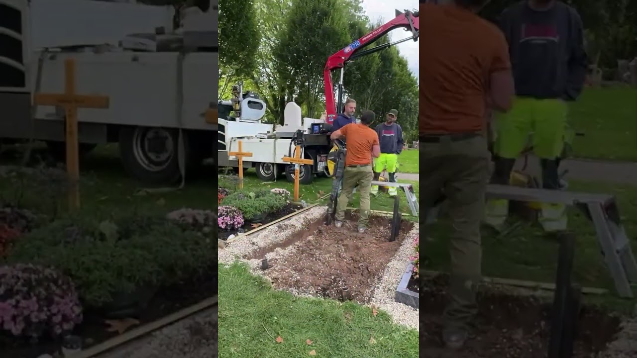 Besonderer Grabstein für Luis mit Regenbogen und Wasserfall