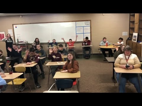 Cameron visits Omro Middle School