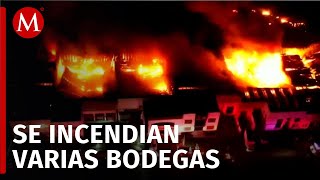 Protección Civil combate un intenso incendio en unas fábricas de Tlaquepaque