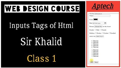 Input-tags-html-web design course class 1-Aptech education system Lahore