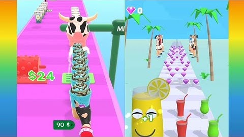 Coffee ☕ Stack Game Vs Juice 🍹 Run Game | Coffee Stack level 131-150 | Juice Run level 92-113