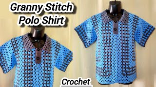 Crochet Polo Shirt Tutorial | Granny Stitch Polo Shirt ✨ Beginner Friendly Tutorial 